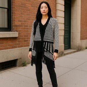 Bethany Mota Black and White Cardigan Sweater